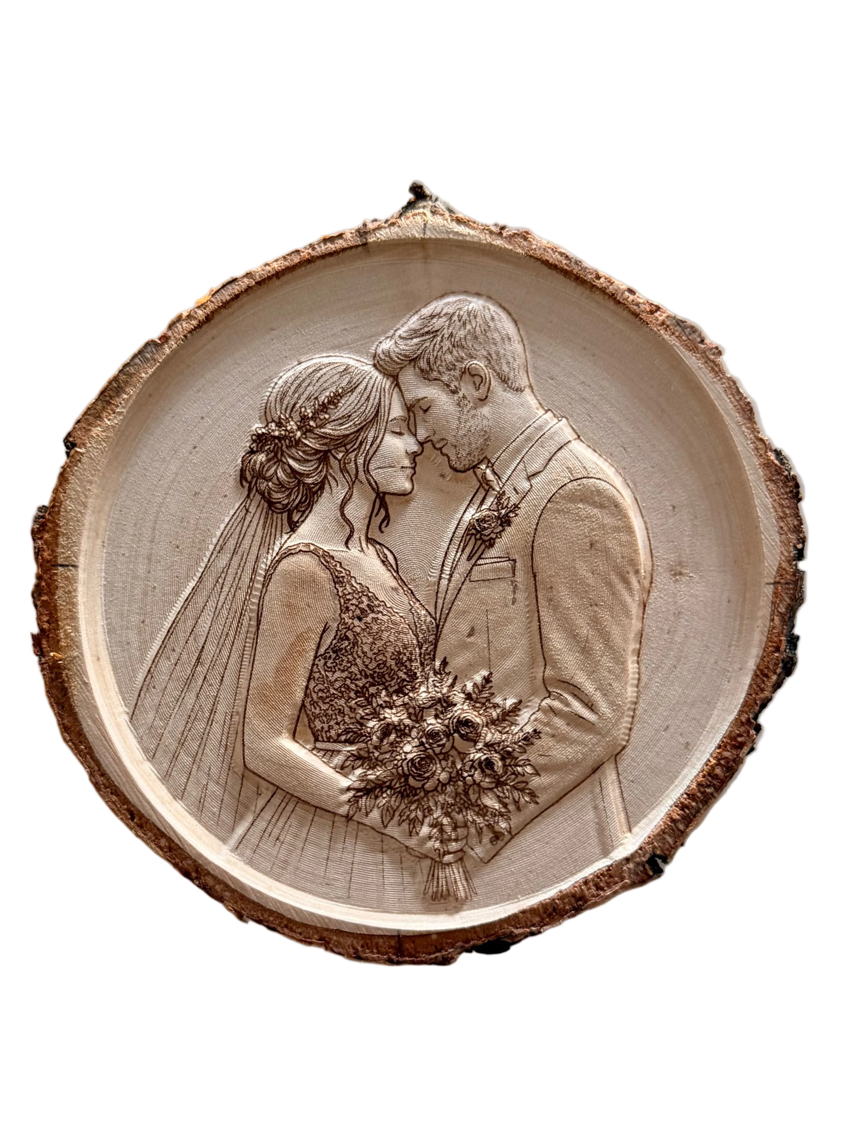 Holzscheibe mit Foto als 3D-Gravur